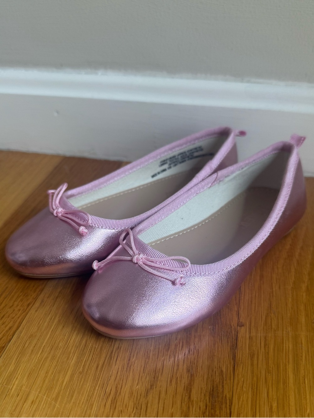 J. Crew Metallic Pink Girls' Ballet Flats with Bow